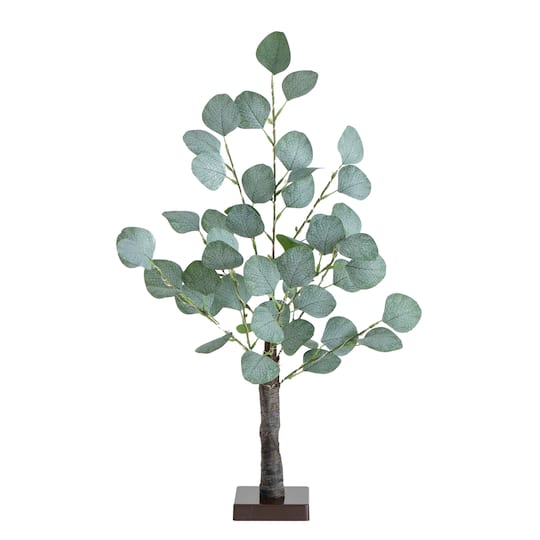 Nearly Natural; 2ft. Pre-Lit Artificial Eucalyptus Tree with Warm White LED Lights; Category:Trees & Floor Plants; Image:1
